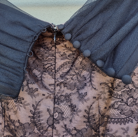 Gabriella Arango Couture Prom Bridesmaid Tulle Black and Nude lace Dress Size 6 - Picture 4 of 12